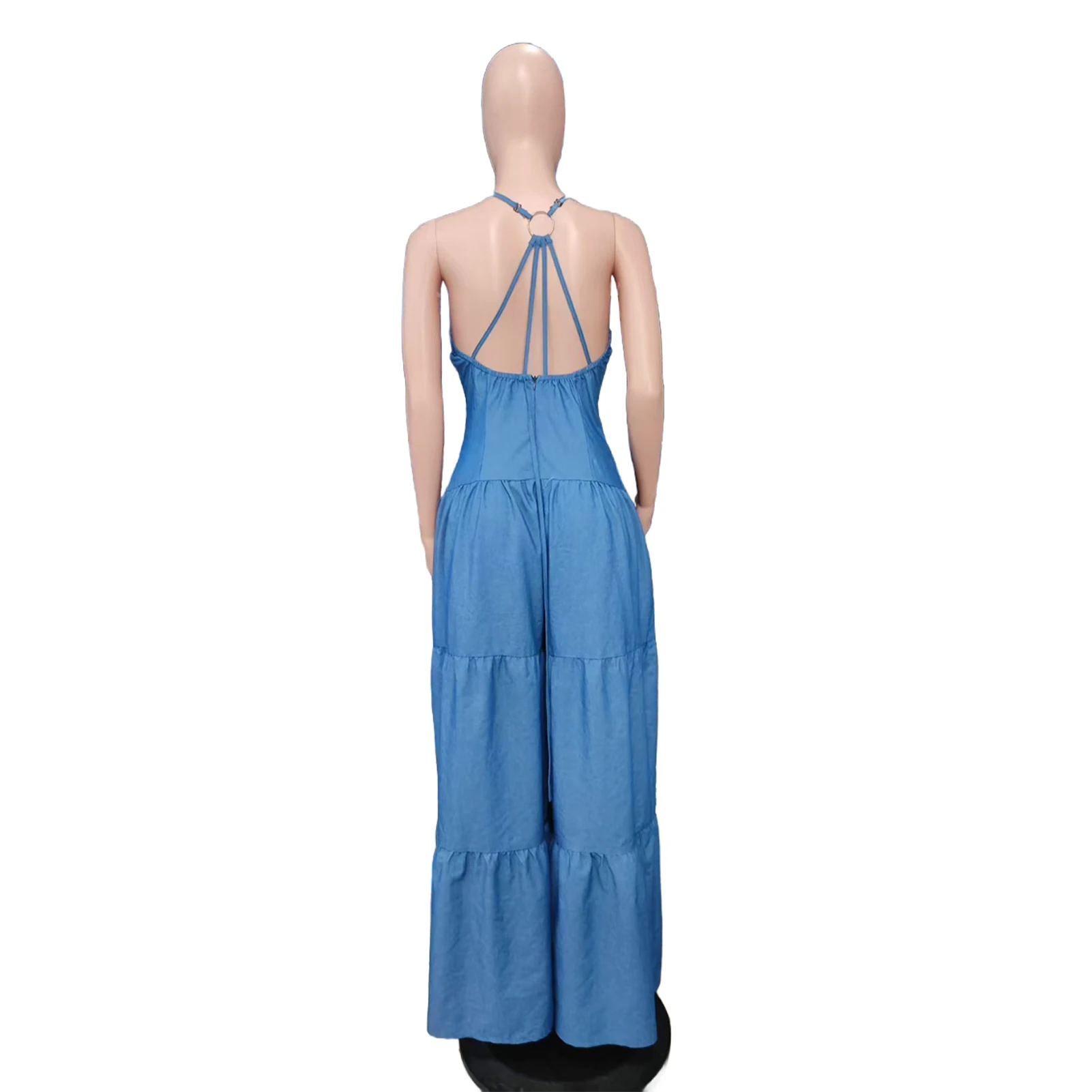 

Soft Breathable Jumpsuit Stylish Women's Sleeveless Jumpsuits Casual Flowy Overalls Sexy Halter Rompers Elegant Wide Leg Pants