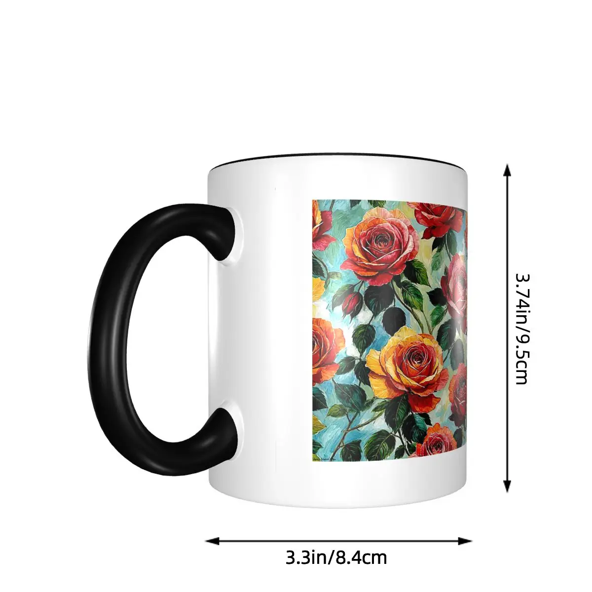 The Timeless Bloom General Jacqueminot Rose Collection #13 Mug Ceramic Coffee Cups Tea Mugs Milk Cup Drinkware Gift for Friends