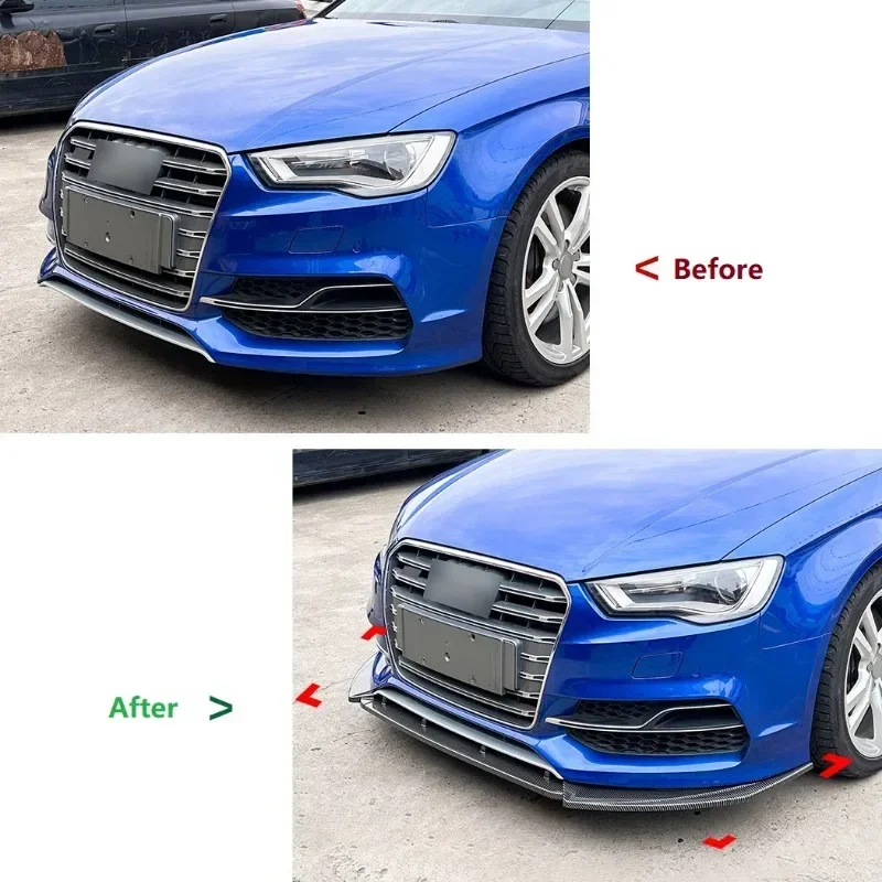 Para audi a3 s-line s3 8v pré-facelift 2013-2016 amortecedor dianteiro do carro spoiler divisor amortecedor dianteiro lábio tampa queixo spoiler guarda