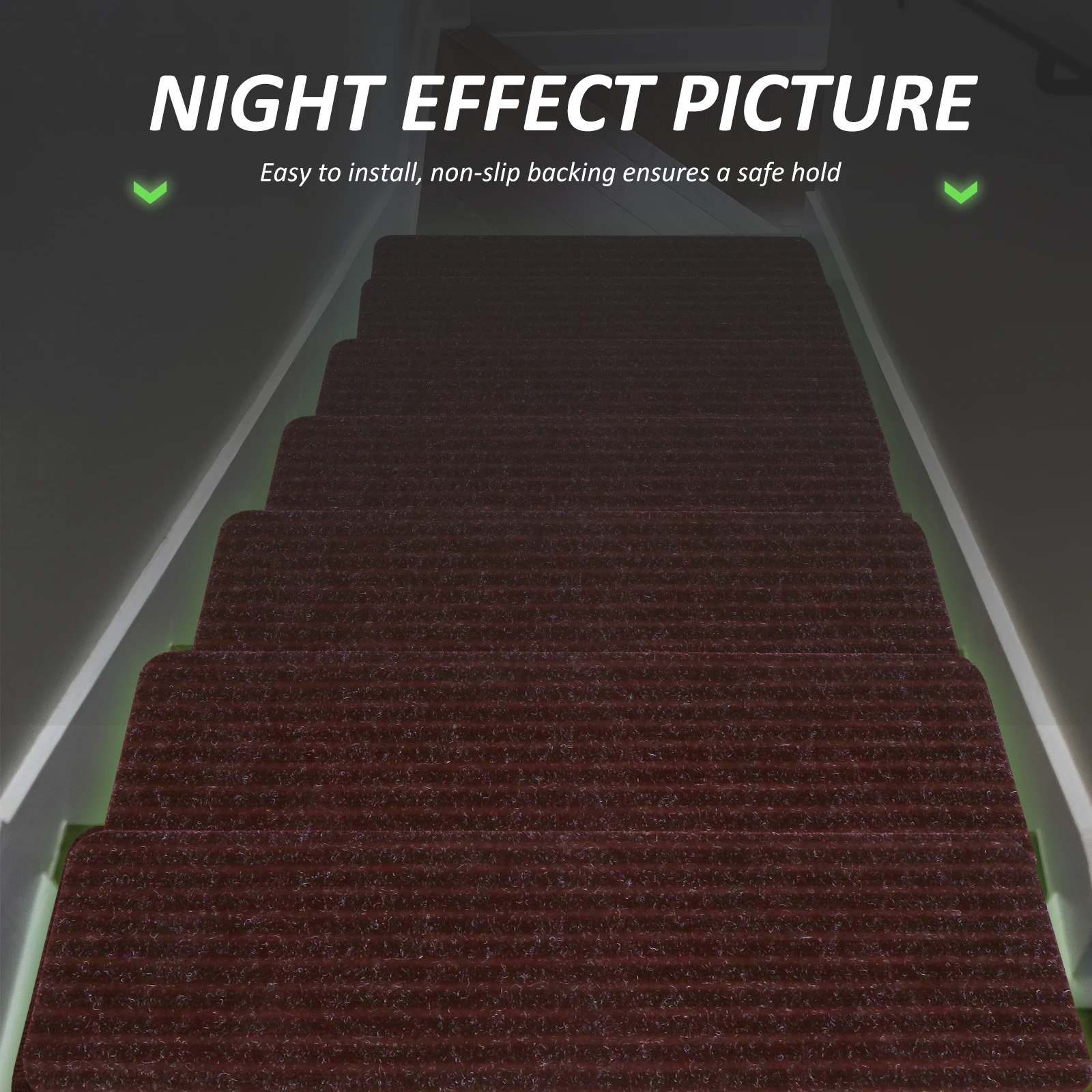 2 Pcs Stair Tread Pad Light Brown Washable Polyester Non Skid Self Adhesive Step Mats Carpets Protect Wood Scratches Fits Most