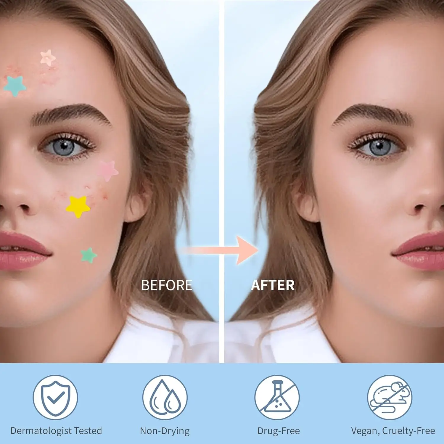 320PCS Plester Jerawat Tahan Air, Tahan Keringat, cocok untuk semua jenis kulit, tersedia dalam berbagai warna.