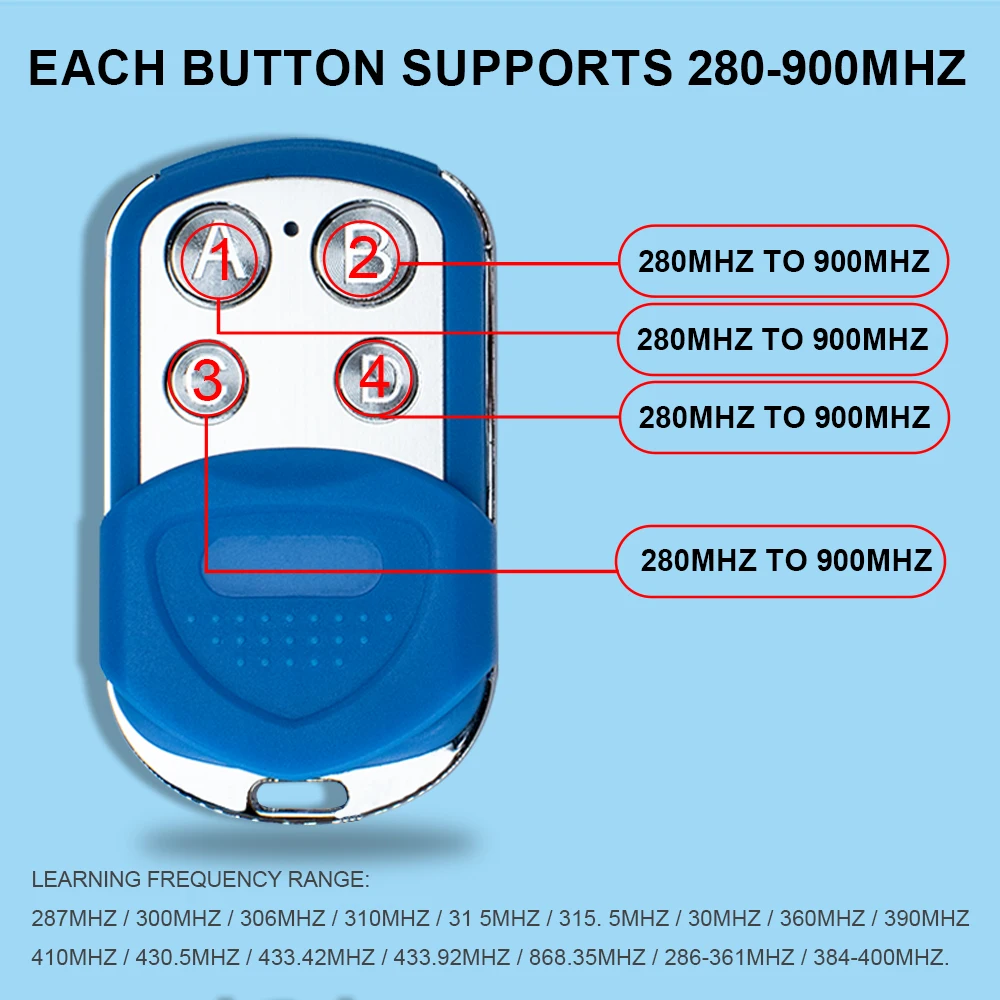 Garage Remote Control 433MHz 280-868MHz Multi-Frequency Duplicator 433.92MHz Rolling Code Gate Keyfob Hand Transmitter Command