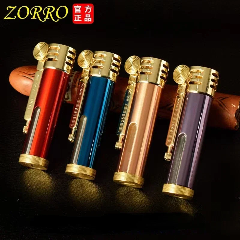 2024 Zorro Retro Brass Kerosene Lighter Windproof Oil Window Grinding Wheel Cigarette Pipe Lighter Gift for Man