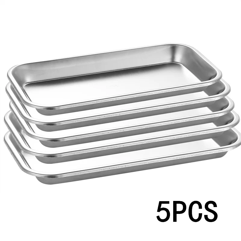 Plateau de cuisine carré en acier inoxydable, plateau de rangement, outil médical dentaire, tatouage des ongles, dispositif médical dentaire, fournitures, plateau plat 1/2 pièces