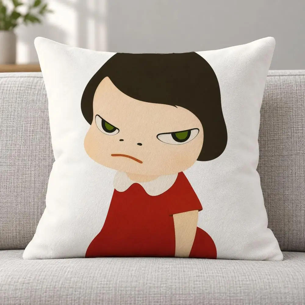 Art Painter Y-Yoshitomo Nara Cushion Cover Soft Plush Decorative Sofa Bedroom Living Room Car Dorm Home Decor Gift