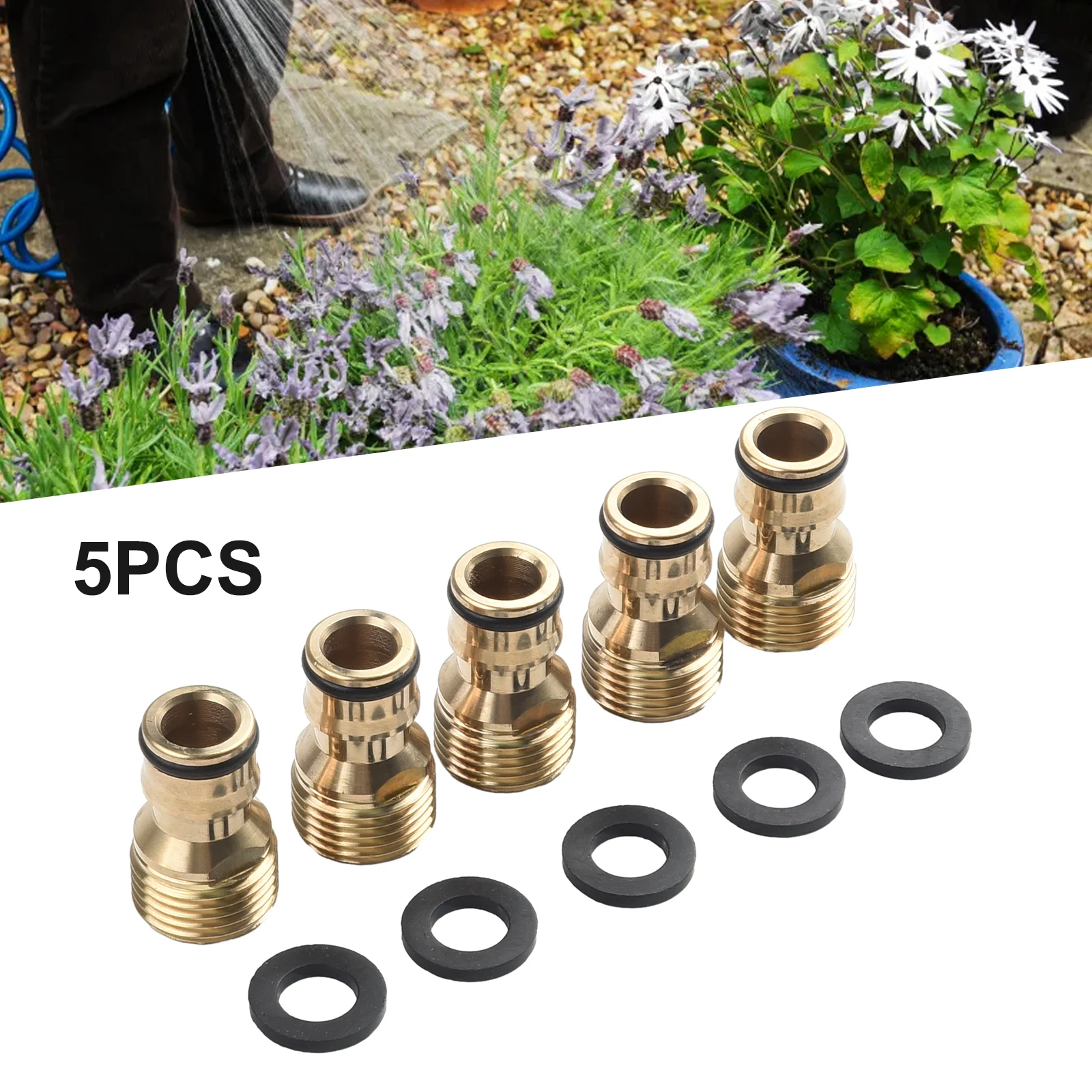 5Pcs Brass Tap Sprinkler Adapter Male 1/2