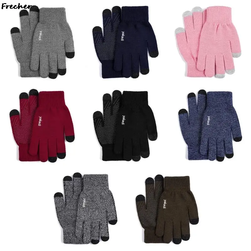 Guanti in lana lavorati a maglia antiscivolo guanti invernali con Touch Screen elastico Luvas donna uomo guanti da guida in Cashmere caldo all\'aperto