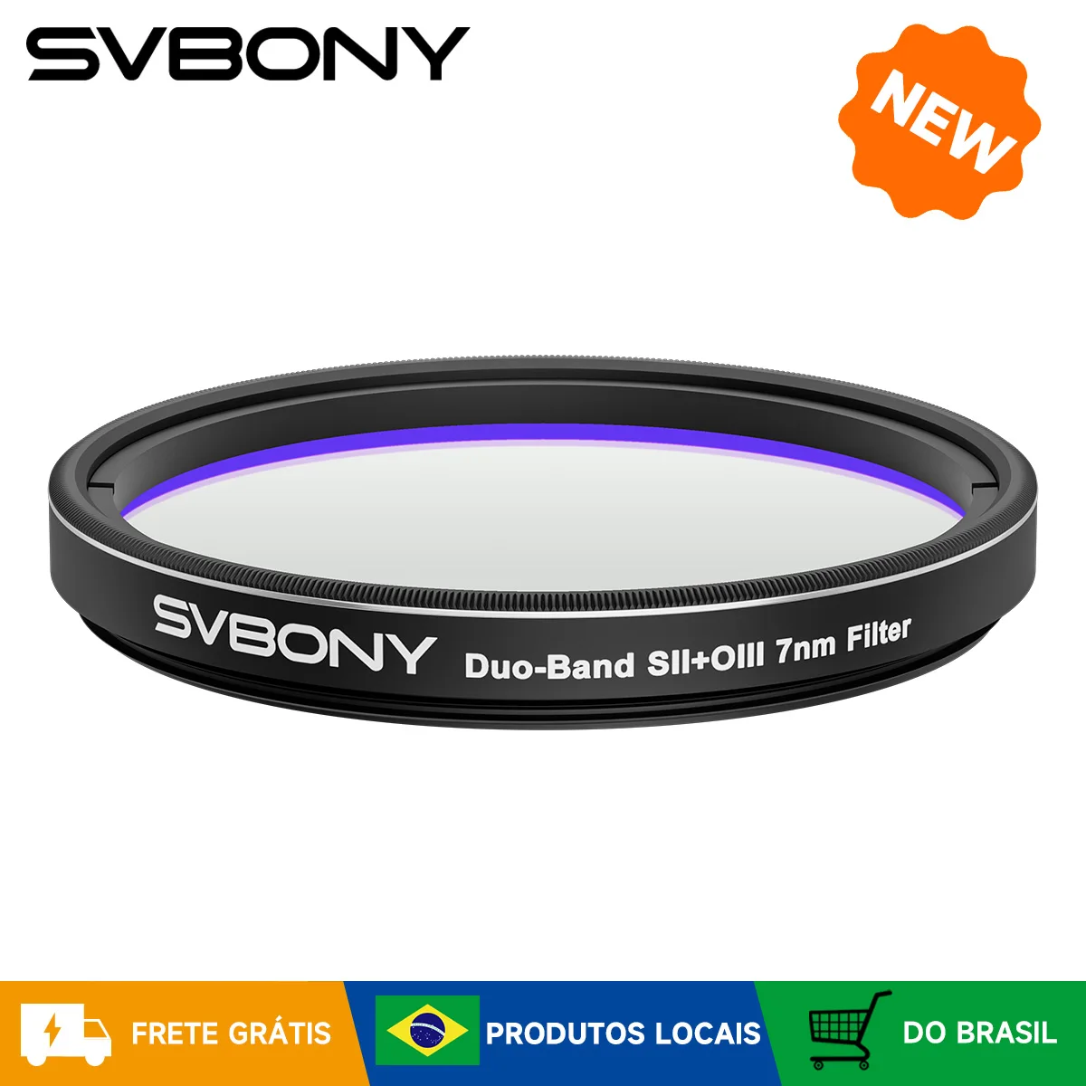 Filtro de Telescópio Svbony SV220 SII & OIII 7nm Dual-Band 1.25"/2" para Nebulosas em Astrofotografia em Áreas com Poluição Luminosa