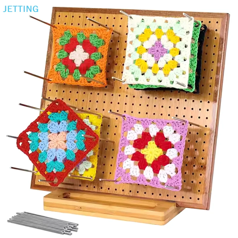 Home S/M/L Wooden Crochet Knitting Board Creative Handmade DIY Wool Knitting Block Pad Hole Board Knitting Shaping Board