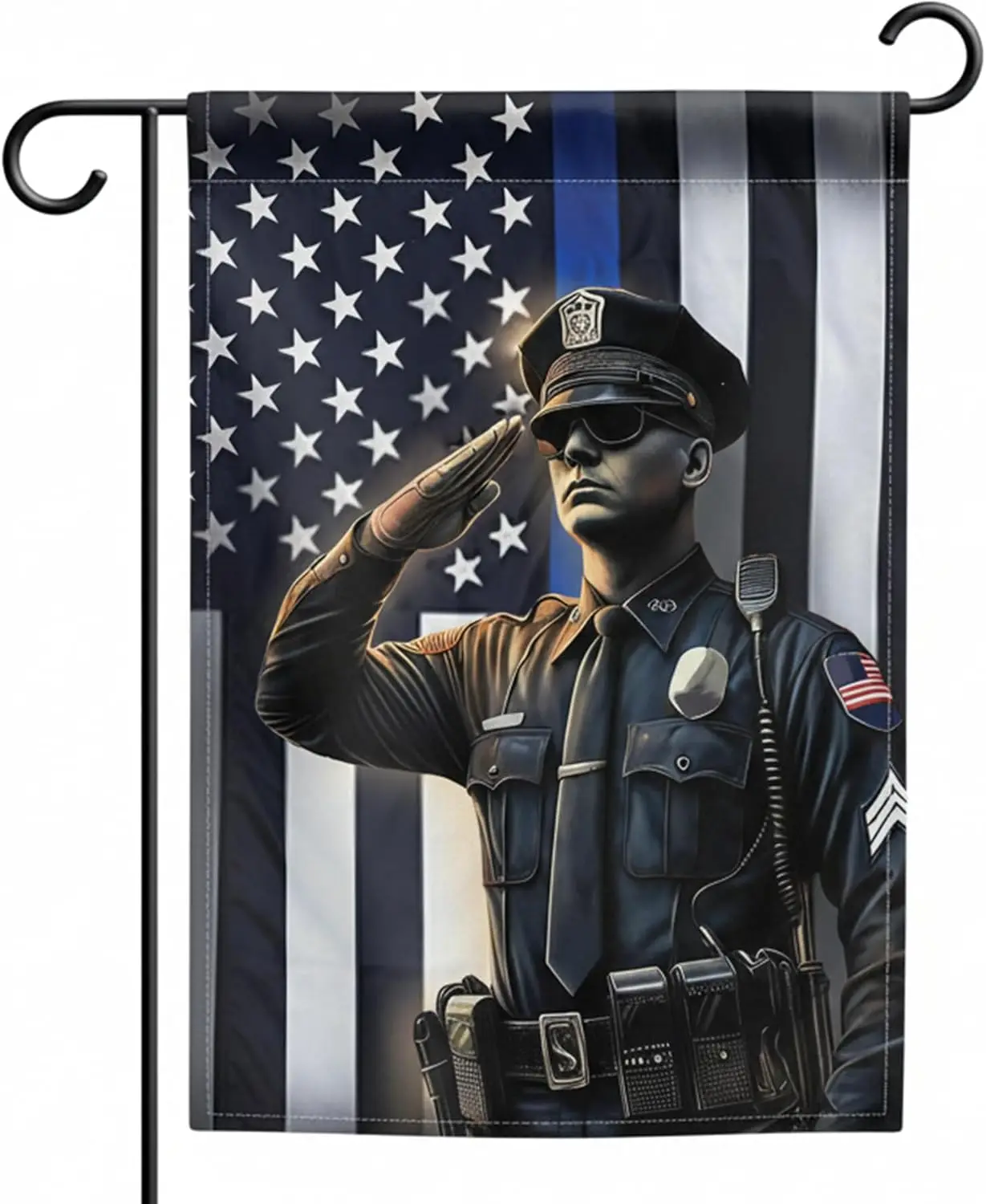 Police Garden Flag 12x18 Double Sided - Thin Blue Line Law Enforcement Support Outdoor Yard Decor for American Police Famili EEZ