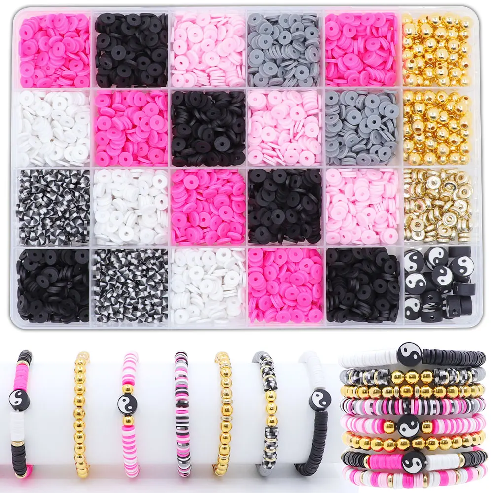 DIY Bead and Mud Bead Bracelet Making Set Yin Yang Bagua Friendship Bracelet for Women Color Collision Mud Bead Jewelry Making