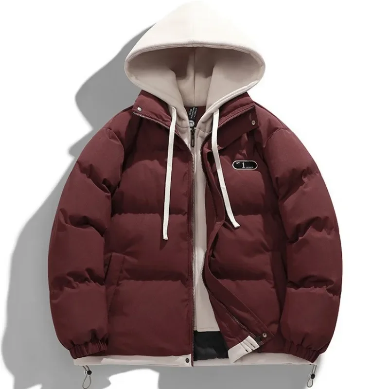 Jaket bertudung untuk pria, mantel gelembung tebal hangat warna-warni, jaket musim dingin 2023, pakaian jalanan Hip Hop, Parka hitam Korea, jaket Puffer