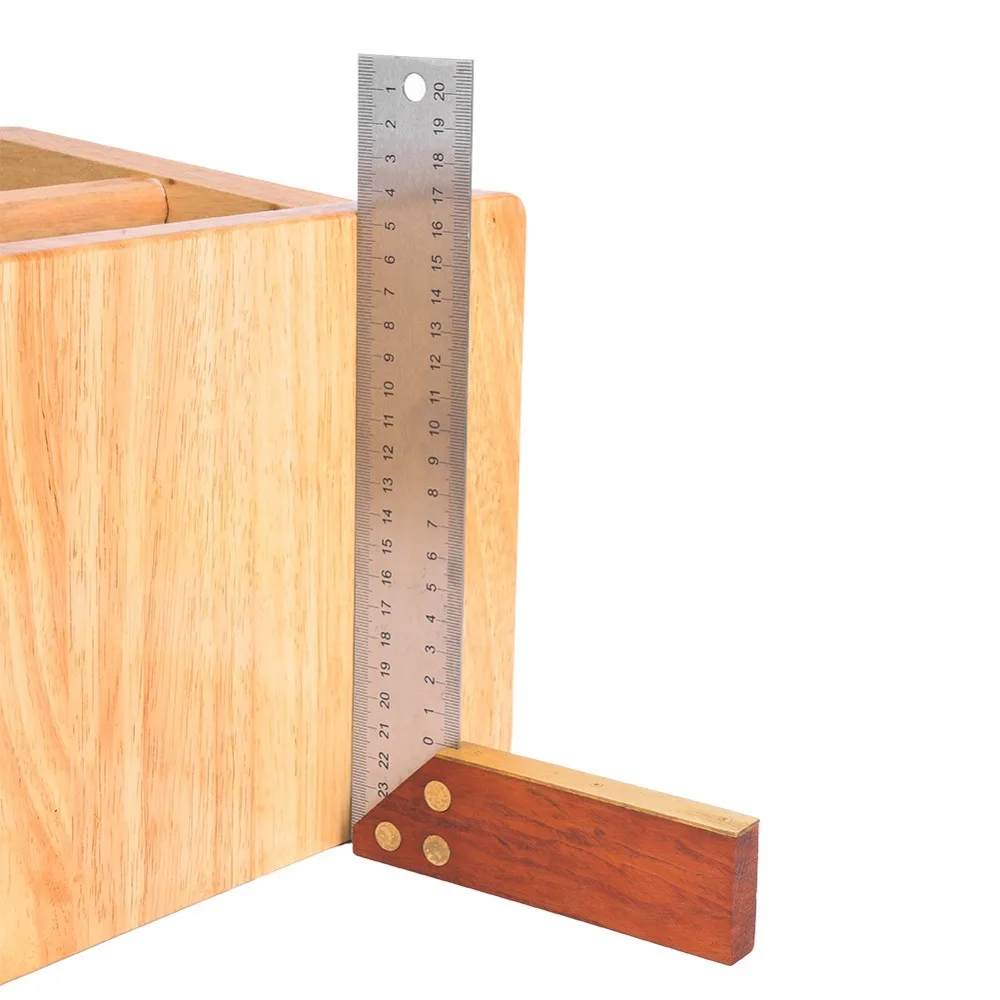 250mm Length Right Angle Ruler Multi Function Design Stainless Steel Engineer Must-Have Tool Silver Red Color