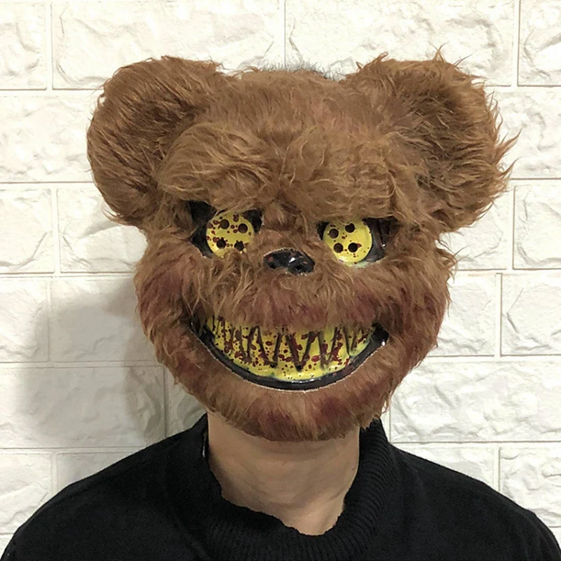 Máscara de maquiagem de palco de festa chique: capa de cabeça de desenho animado de coelho de urso assustador para cosplay de Halloween, fantasia de carnaval e adereço de máscaras
