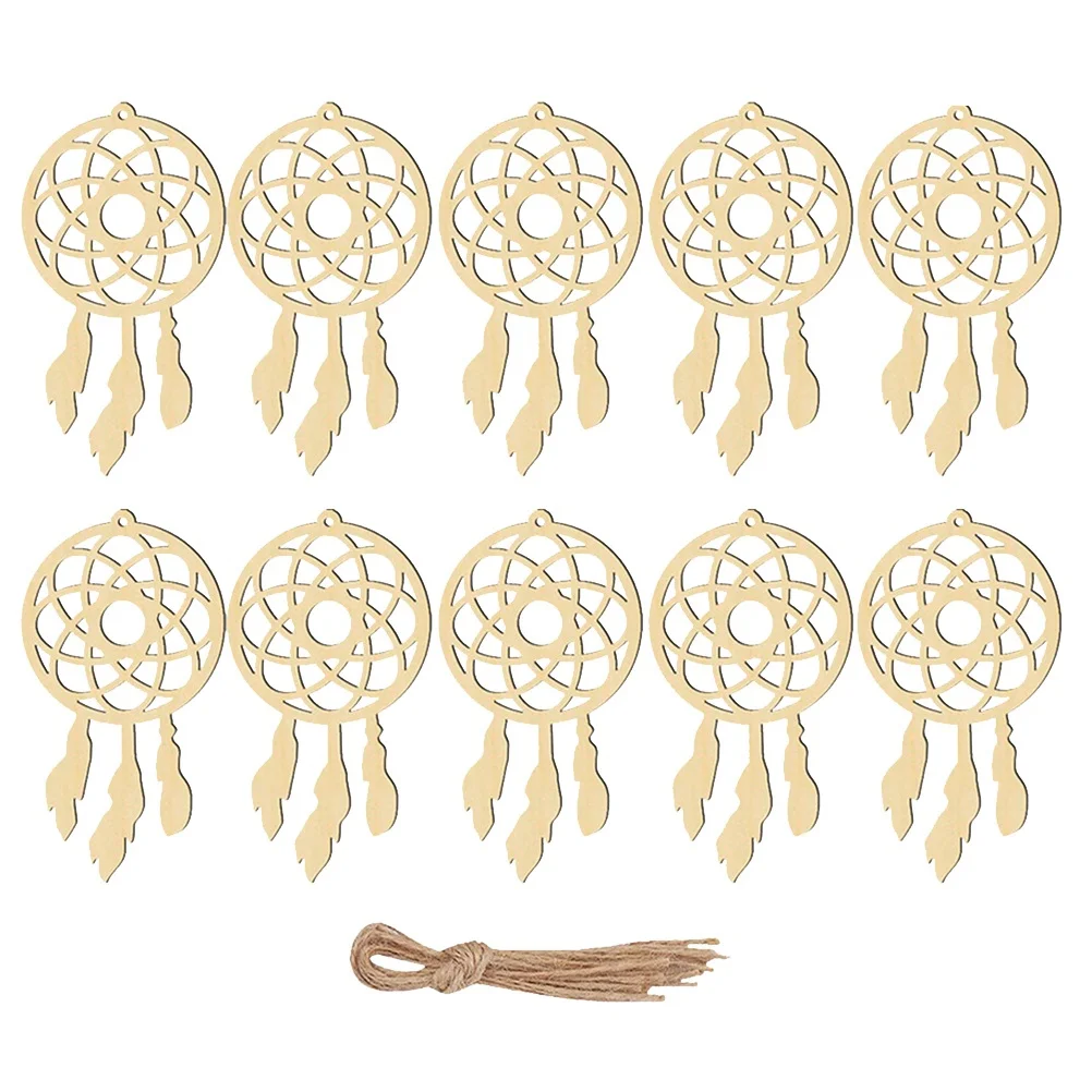 

20pcs Catch Dream Net Hanging Decor Beige Wooden Pendant For Home Wall Ornament Diy Craft Lightweight Household Supplies Bedroom