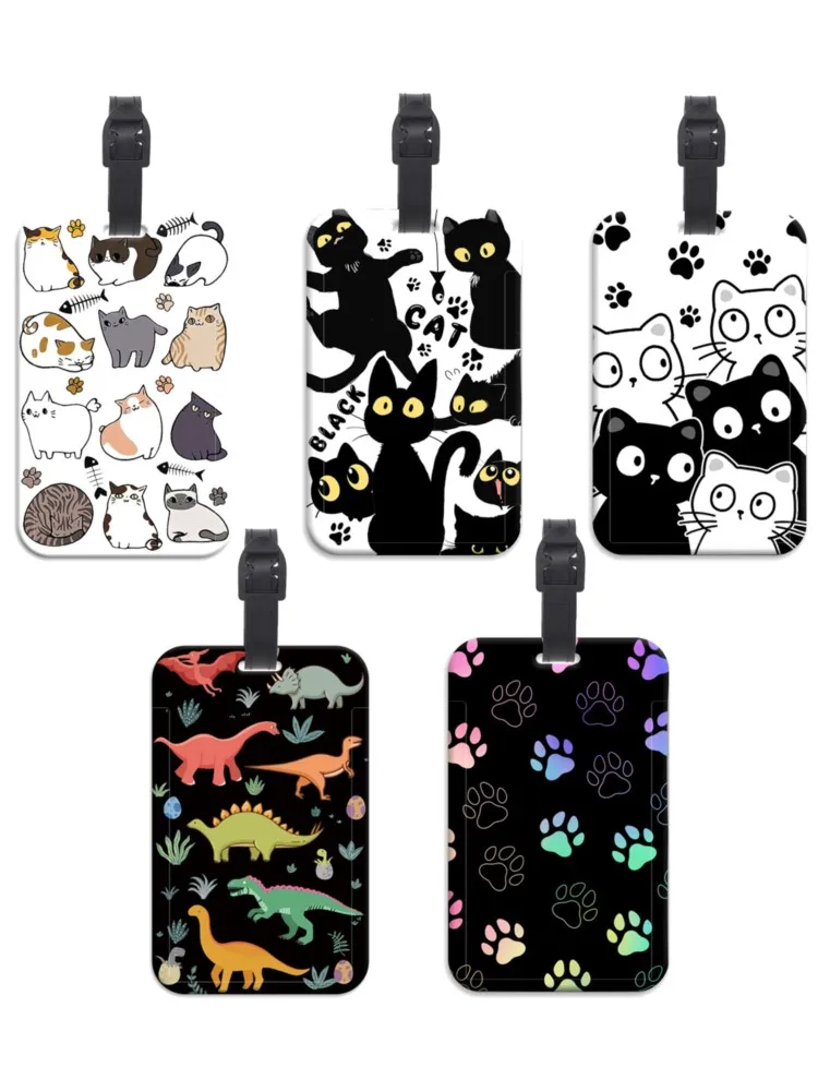 Leuke Katten Plastic Bagagelabel Dinosaurus Koffer Rugzak Anti-verloren Lijst ID-kaarthouder Mode Bagage Accessoires Geschenken - afbeelding 2