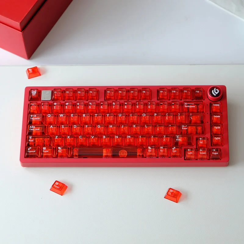 Aifei Red Transparent Mechanical Keyboard Keycap 114 Key Made Of Pc Material Factory Height Ergonomic Design Compatible 61/75/87