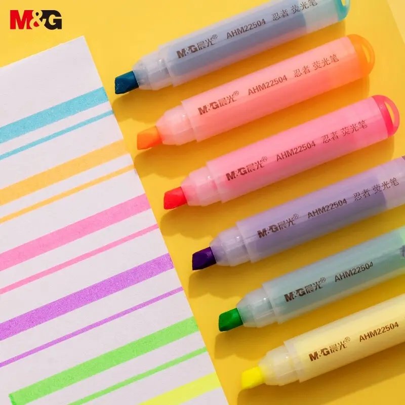 M&G Stationery 3/6 Colors Highlighter Office Student Universal Eye-catching Key Markers Star Color Series Marker