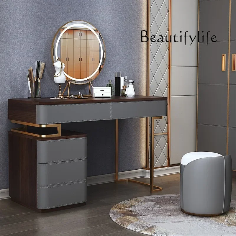

Q Smart Home Light Luxury Vanity Table Nordic Makeup Aesthetic Drawer Stool Dressing Table Minimalist Decor Tocador Con Espejo R