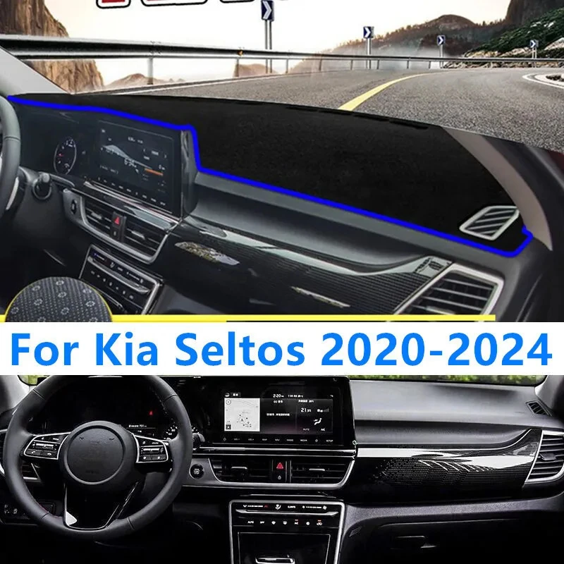 Blue Dashboard Dash Mat DashMat Sun Visor Cover Pad For Kia Seltos 2020-2024