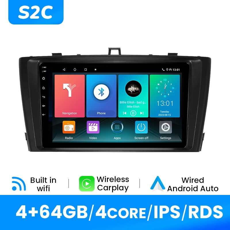 Android 14 Autoradio Speler Voor Toyota Avensis 2009-2015 GPS Draadloze Carplay Android Auto IPS Scherm Multimedia DSP 4G Wifi