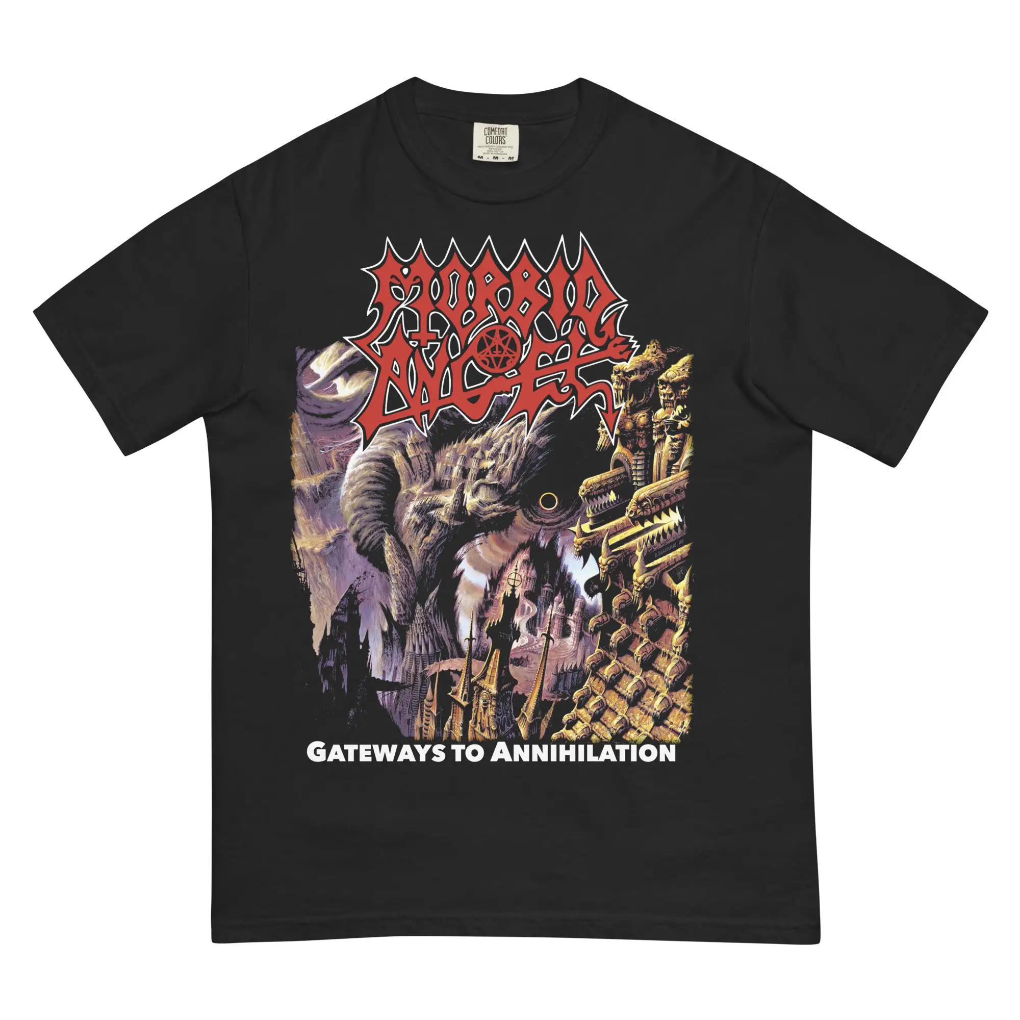 

Death Metal Band Morbid Angel Global Tour Mercah T-Shirts Altars of Madness 1989 Florida Tee Loose Cotton Oversized Short Sleeve