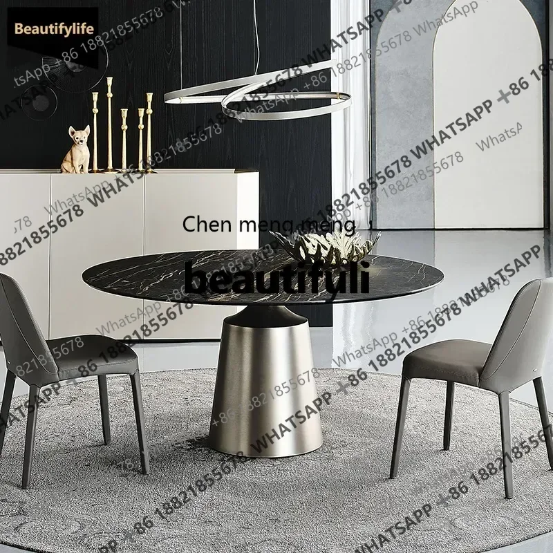X AA85  Light Luxury Imported Rock Plate Round Dining Table Light Luxury Modern Minimalist Dining Table