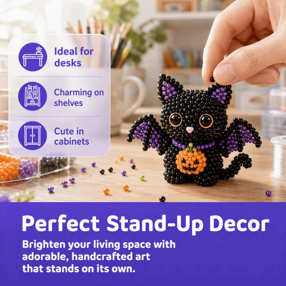 Tiny Beads Halloween Beaded Dog Kit Animal Shape Cute Design 3D Beaded Animal Kit Creative Craft Bead Weaving Kit