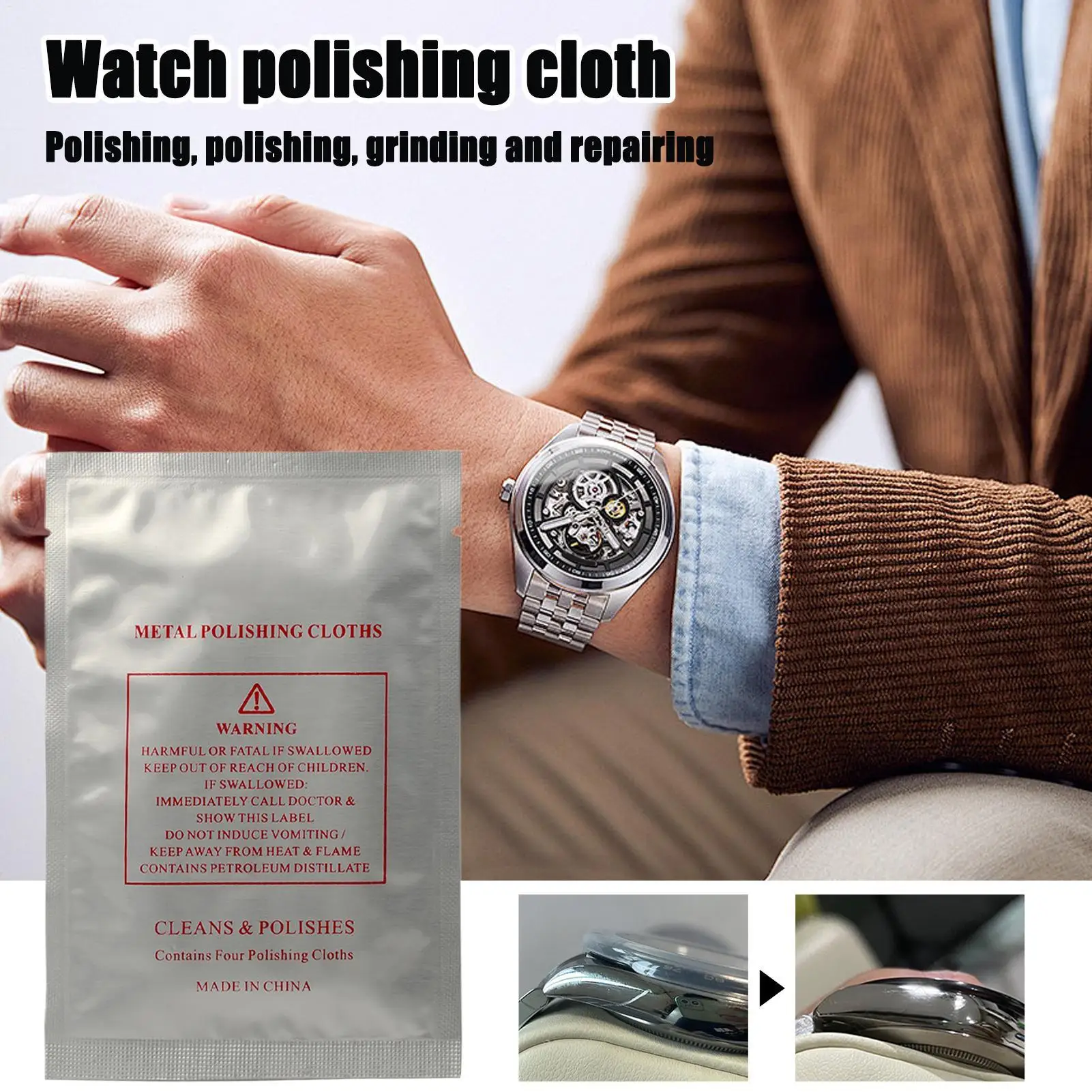 

Салфетка для полировки золота, 4 шт., салфетка для чистки золота, анти-тактное покрытие, салфетки для ремонта царапин для часов, кольцо для деоксидации, ремонта