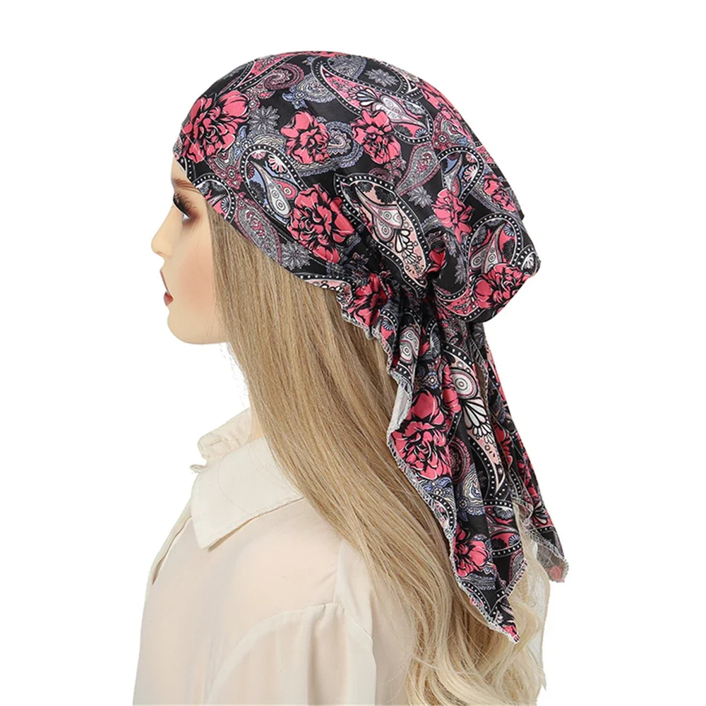 

Женский предварительно завязанный хиджаб, мусульманский хиджаб, тюрбан с принтом, шапочка, шапочка от выпадения волос, химиотерапия, головной убор, банданы, повязка на голову, тюрбан Mujer