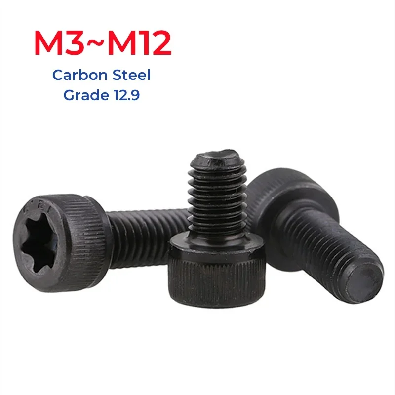 M3 M4 M5 M6 M8 M10 M12 Grade 12.9 High Strength Black Carbon Steel Six Lobe Cap Head Torx Screw Bolt