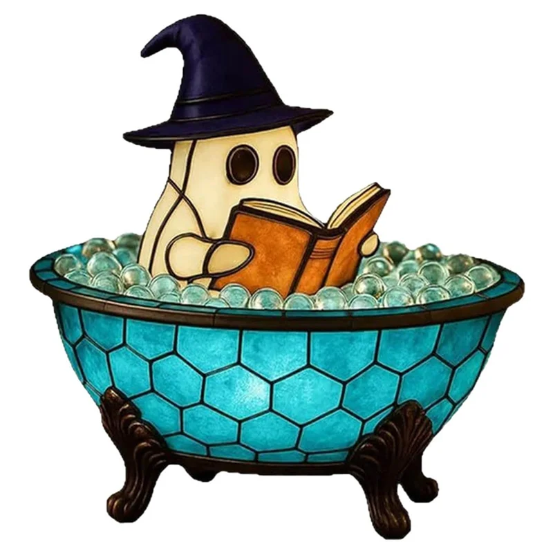 ABZV-Ghost Bathtub Bubble Bath Lamp Halloween Night Light, Cute Led For Bathroom Decor,Spooky Reading Light