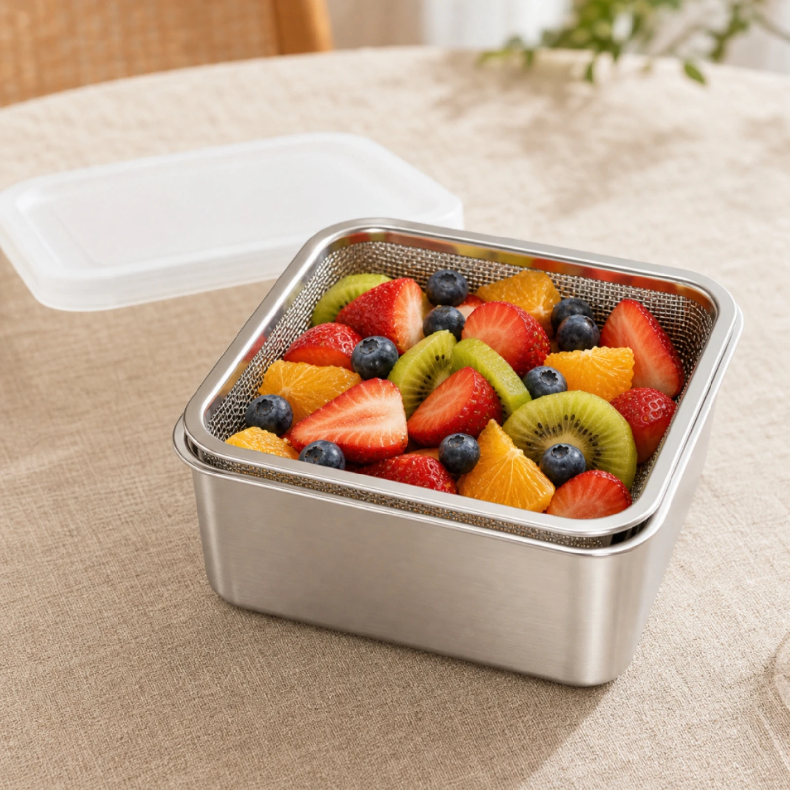 Draining Basket with Lid Multifunctional Fruit and Vegetable Wash Basket Colander with Lid Sturdy Colander with Bowl Stackable