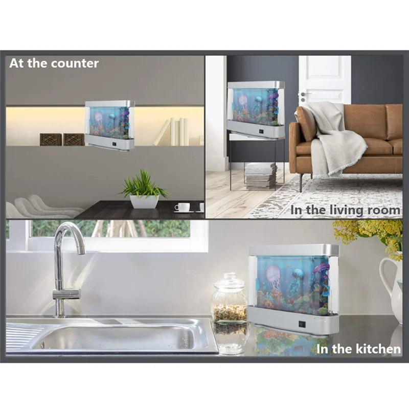 A08I Simulated Fish Tank Lamp Aquarium Tank Decorative Night Light Virtual Ocean Dynamic LED Table Lamp Room Decor