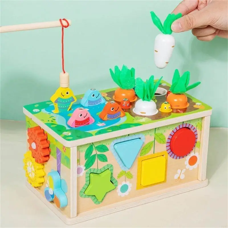 F19F Kids Training Game Fishing Game Fun Plug Fun Plug Toy Tissue Dispenser Gears นาฬิกา Gears