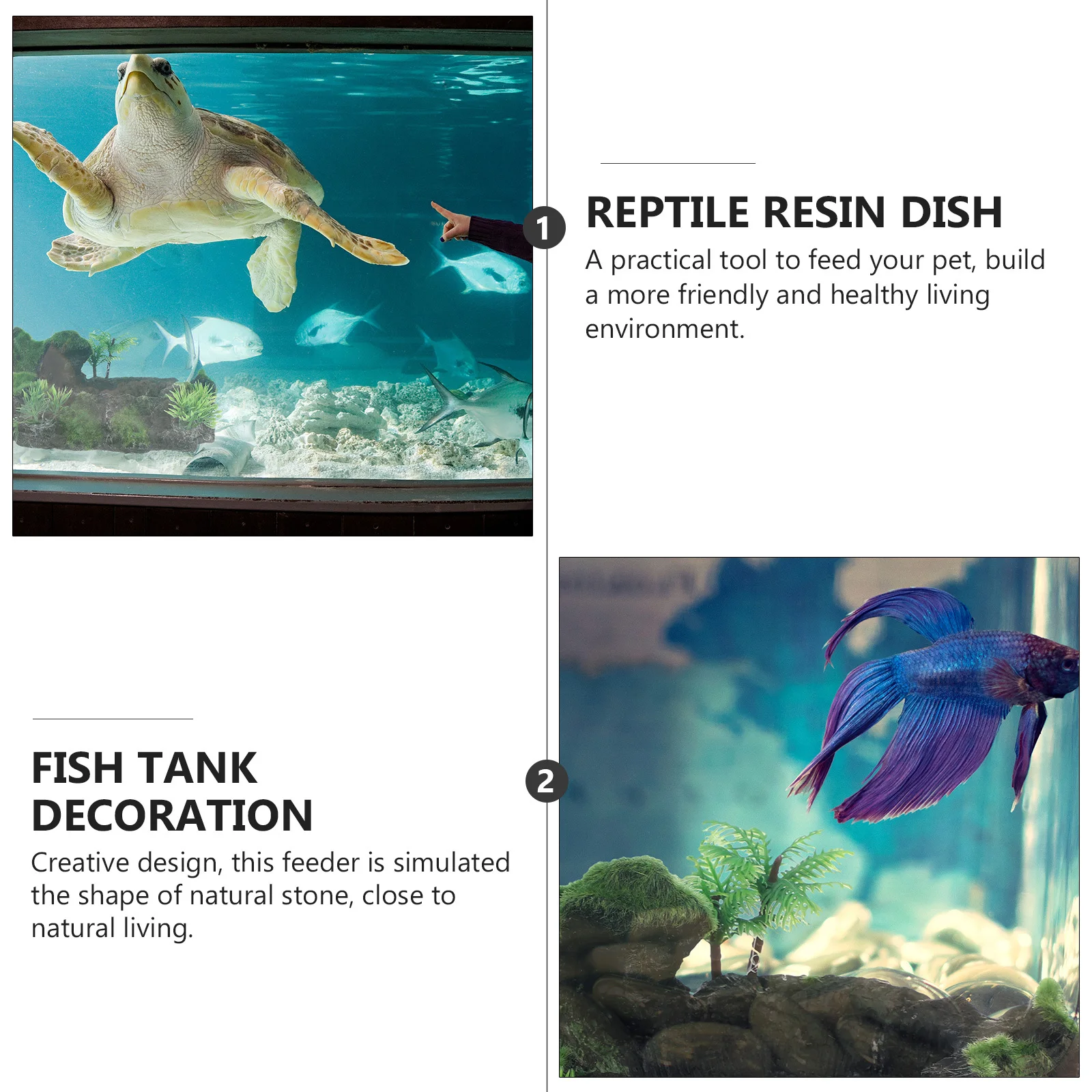 

Simulated Stone Reptile Feeder Natural Color Design Perfect Size for Lizards Geckos Snakes Turtles Decorative Resin Dish