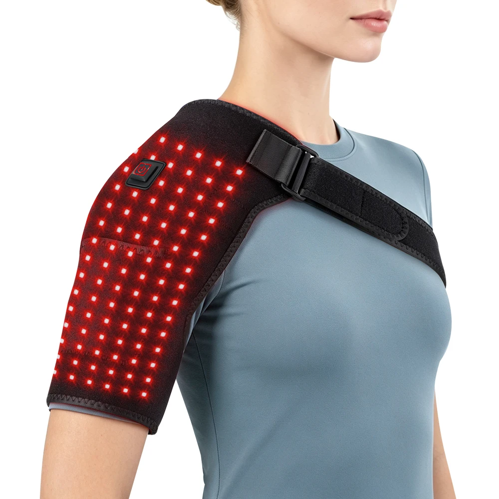 Red Light Shoulder Wrap 105 LEDs 660nm Heated Shoulder Wrap with 3 Heat Levels NTC Control USB Shoulder Pad Left Right Shoulder