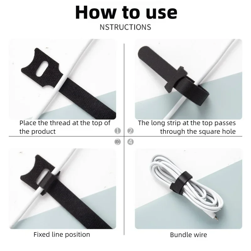 Fascette per cavi con gancio e anello: organizer per cavi riutilizzabile per cavi dati, caricabatterie e PC |   Gestione dei cavi domestici