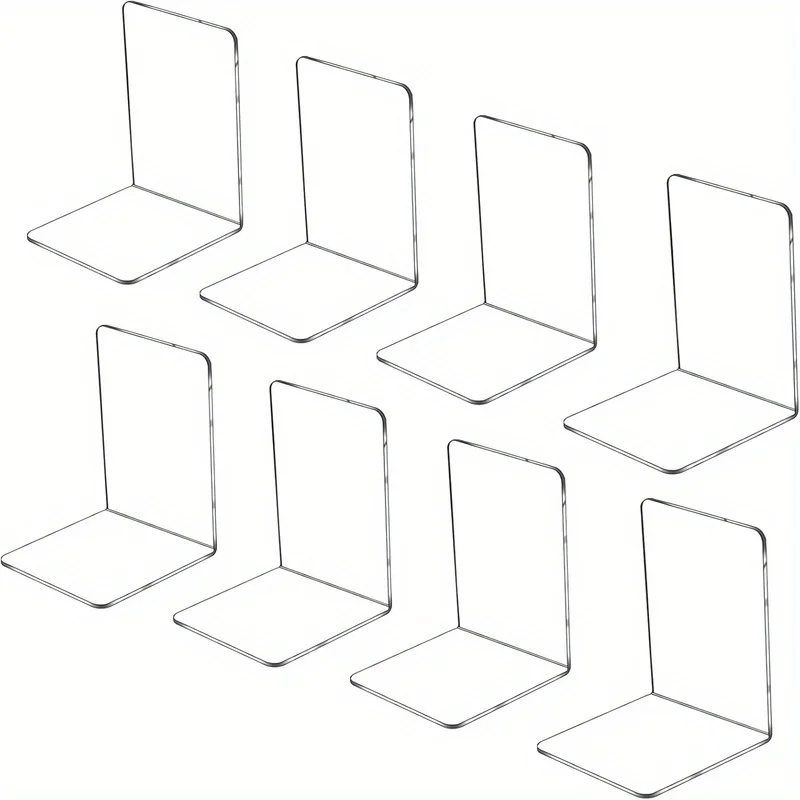 

8 подставок для книг, прозрачные акриловые фиксаторы для книг для полок, школы, библиотеки, настольный органайзер