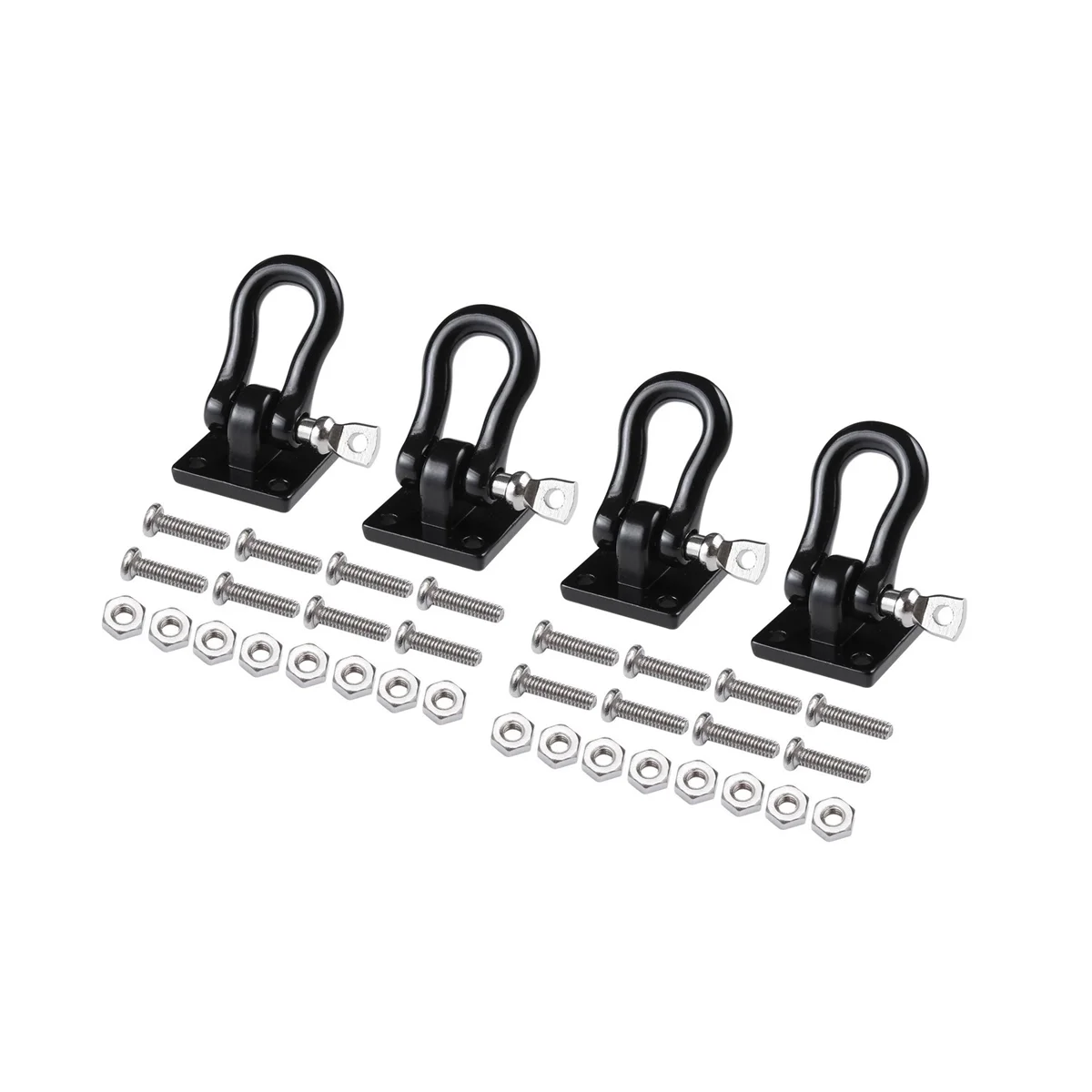 Metal Trailer Towing Buckle, Ganchos de reboque, Grilhões para 1:10 RC Crawler Car, TRX4 Axial SCX10 D90, 4pcs