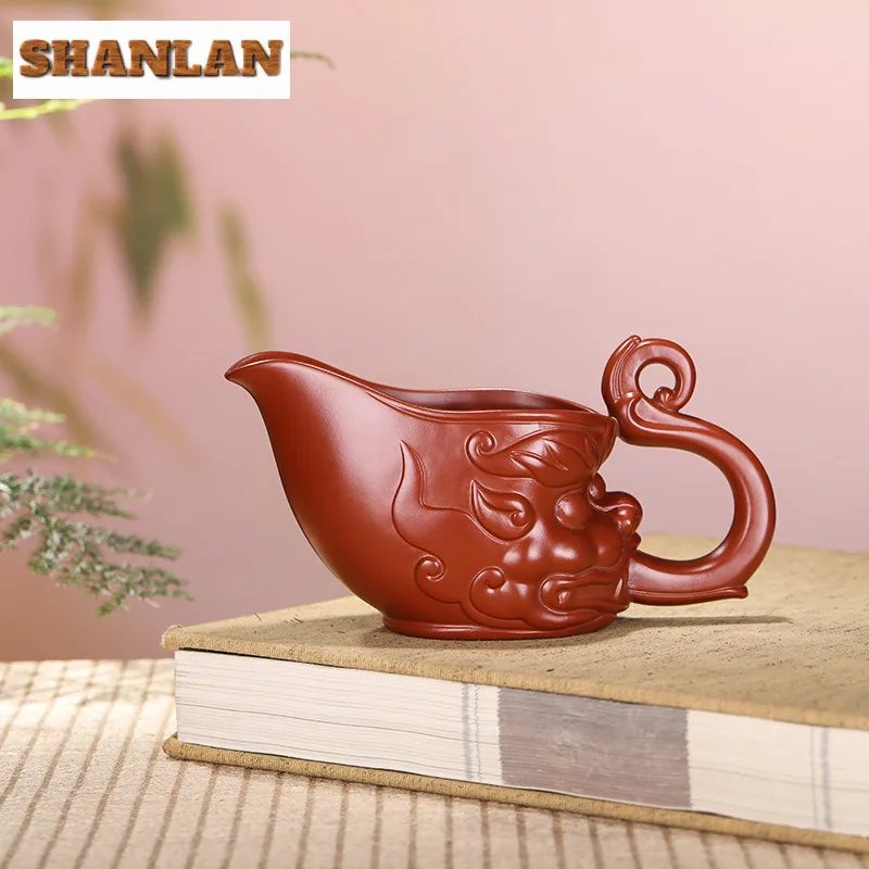 200ml High-end Yixing Purple Clay Tea Pitcher Handmade Dargon Handle Justice Cup Raw Ore Dahongpao Mud Tea Divider Zisha Tea Set