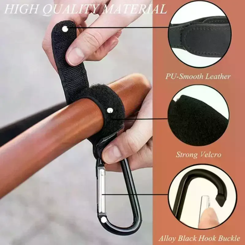 1/2Pcs PU Leather Pram Hook Adjustable Baby Stroller Hook Cart Organizer  Bag Hanger Children Boy Girl Travel Baby