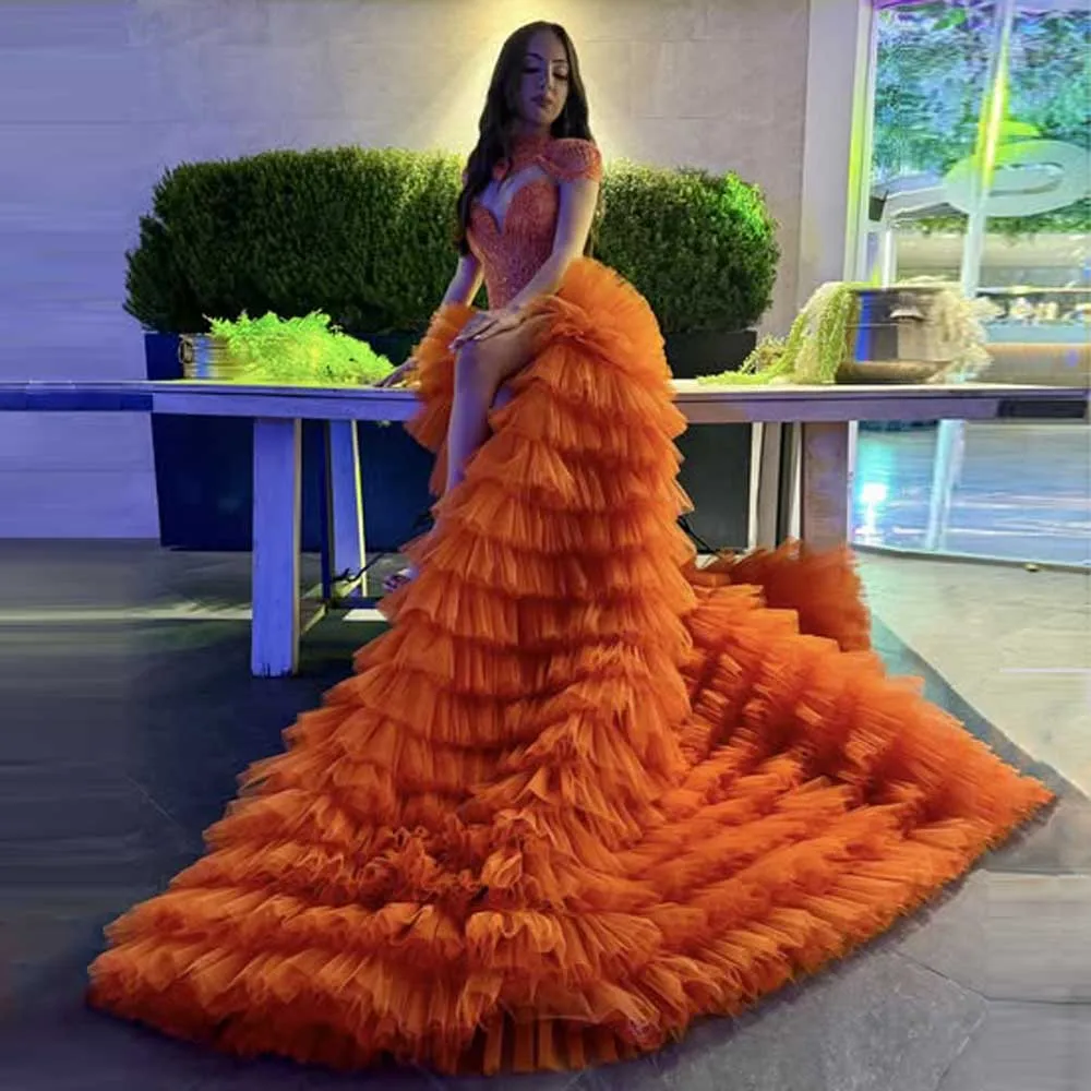 

Luxurious Layered Tulle Detachable Train Women Overskirt for Dress Elastic Waist Ruffles Tiered Tulle Removable Skirt Overlay