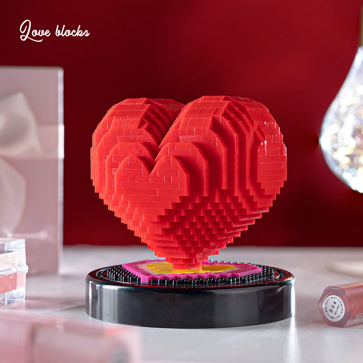 Heart-shaped Building Blocks Love Micro-particle Creative Model Confession Marriage Proposal Anniversary Valentine\'s Day Gift