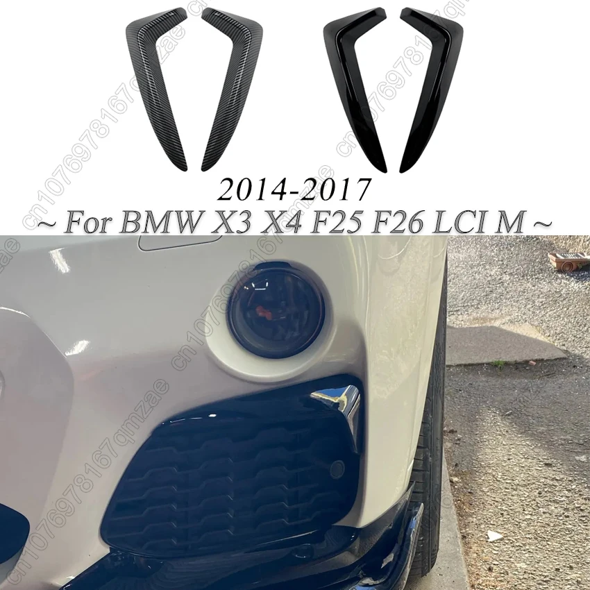 

For BMW X3 X4 F25 F26 LCI M Sport 2014-2017 Car Front Bumper Air Vent Fog Lamp Frame Canard Splitter Spoiler Cover Body Kits