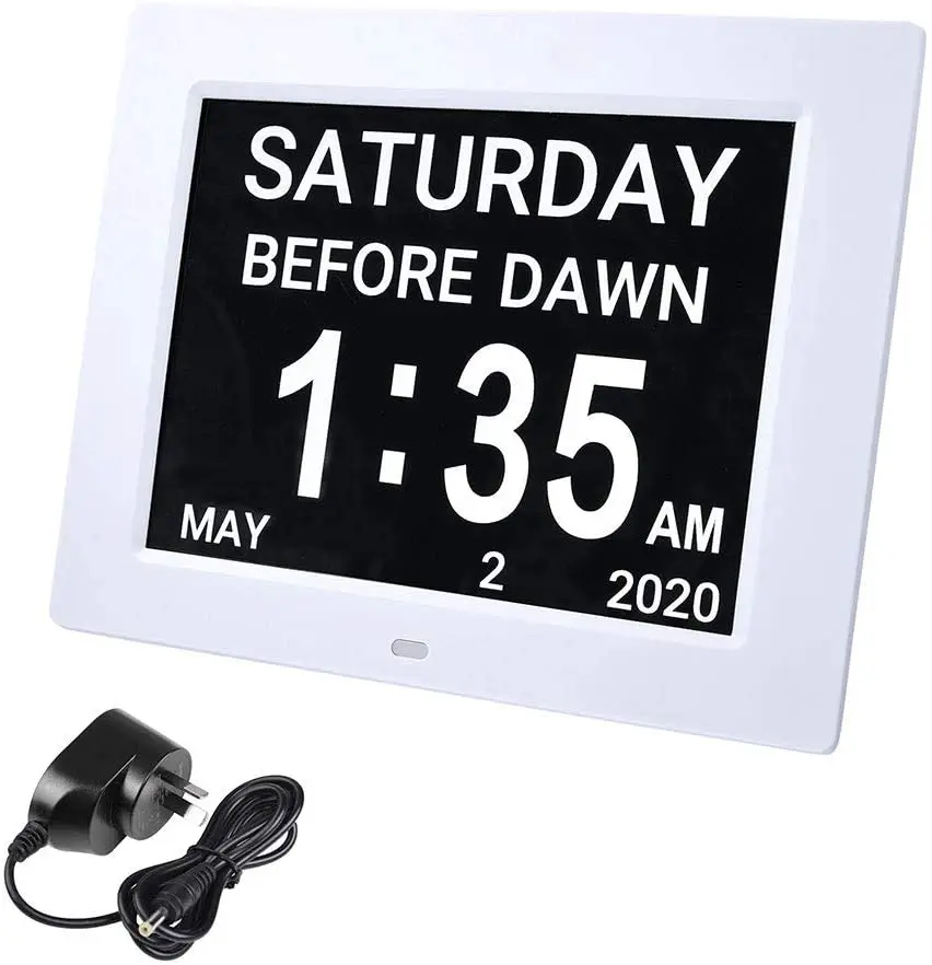 Day Clock Premium Digital Alarm Clock with Extra Large LCD Screen ,Electronic Wall Clock & 5 Alarm Options,Perfect for Seniors