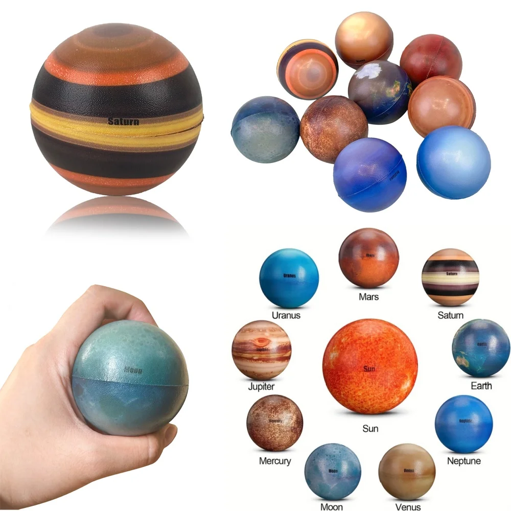 10pcs Solar System Stress Ball for Kids Adult Stress Relief Planets Space Ball Educational Toys Fidget Toys Party Game Gifts