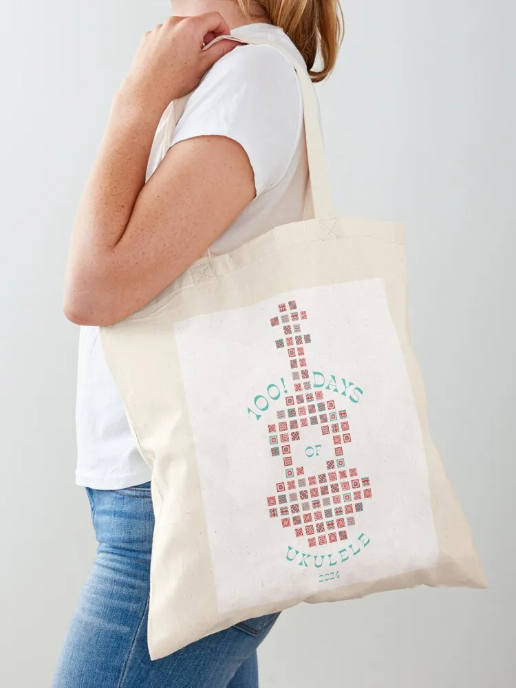 

2024 Calendar Blocks 2: Reds (recommended: print on white) - 100 Days of Ukulele Tote Bag reusable grocery bags hand bag