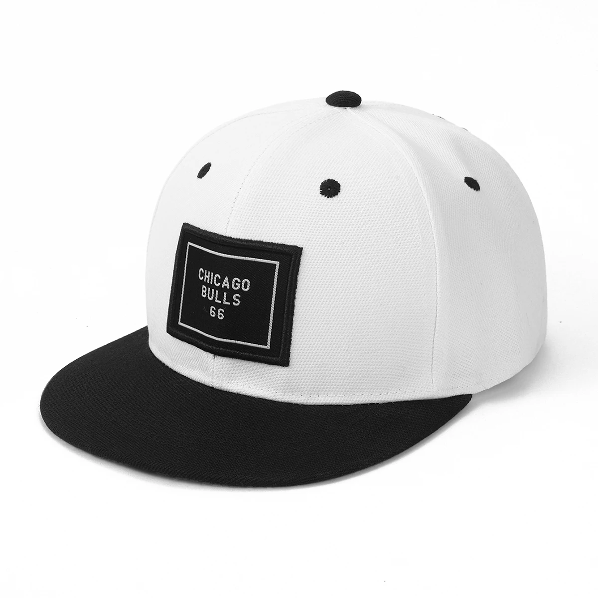 Leisure Sports Style Patch Letter Logo 66 Cow Head Color-Block Flat Brim Street Photography Hip-Hop Hat