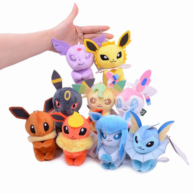 

9 шт./компл., Мультяшные Аниме фигурки покемонов, кавайные Eeveelution Vaporeon Eevee Jolteon Flareon, брелок, милая игрушка для детей, подарок на день рождения